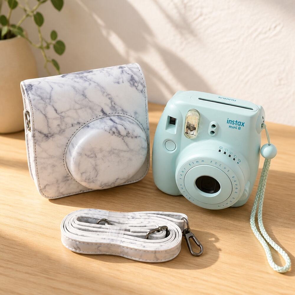 Fujifilm Instax Mini 8 Instant Film Camera Ice Blue Camera/Case Tested Working